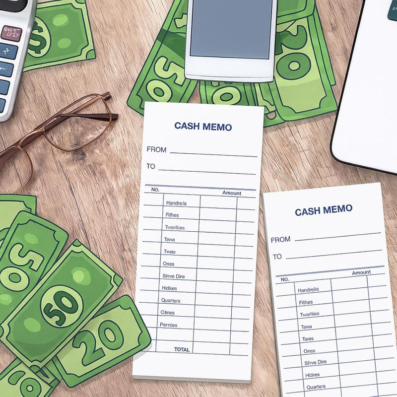 Eaasty 1000 Sheet Cash Memo 2.75 x 6.25 Inch Currency Coin Counting Record Sheets Record Keeping Bank Deposit Forms Padded Form Bank Cash Bill System Pads Deposit Slips with to and from Details - Image 4